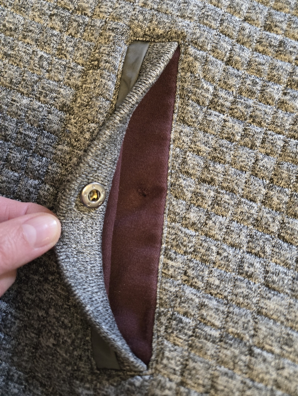 TED BAKER Men's Heather Gray Quilted Knit Whooty Jacket. Size 4. - Picture 6 of 14